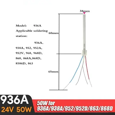 Picture of 936A Hot Gun Iron Ceramic Heater Four-Wire Heating Element for GORDAK 952 868 863 series soldering station soldering iron handle 24V 50W