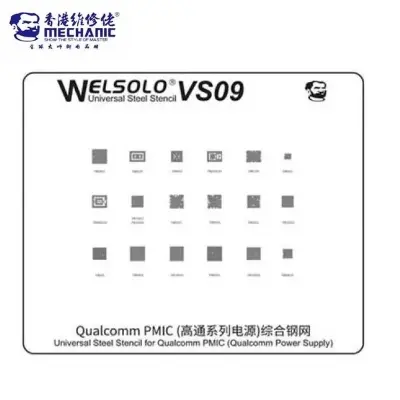 Picture of MECHANIC Welsolo VS09 Universal  Steel Stencil for Qualcomm Power IC BGA Stencil for Vivo X6/X7/X9 BGA Oppo R9P R9S Reballing Stencils Kit Soldering Heating Repair Tools 