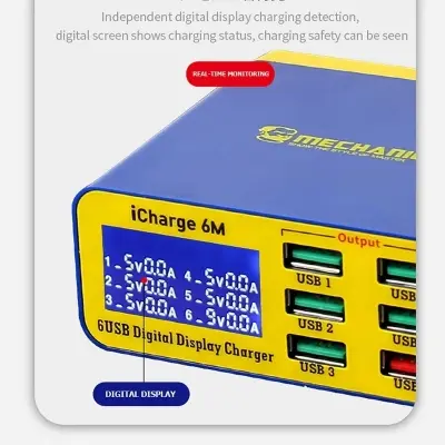 Picture of USB 6-port charger fast charge smart digital display multi-port porous for iphone xiaomi mobile phone tablet iCharge 6M