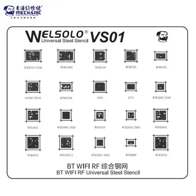 Picture of Mechanic Welsolo VS01 Universal IC Reballing Stencil for Bluetooth BT RF WiFi Chip Soldering Heating Repair Tools 
