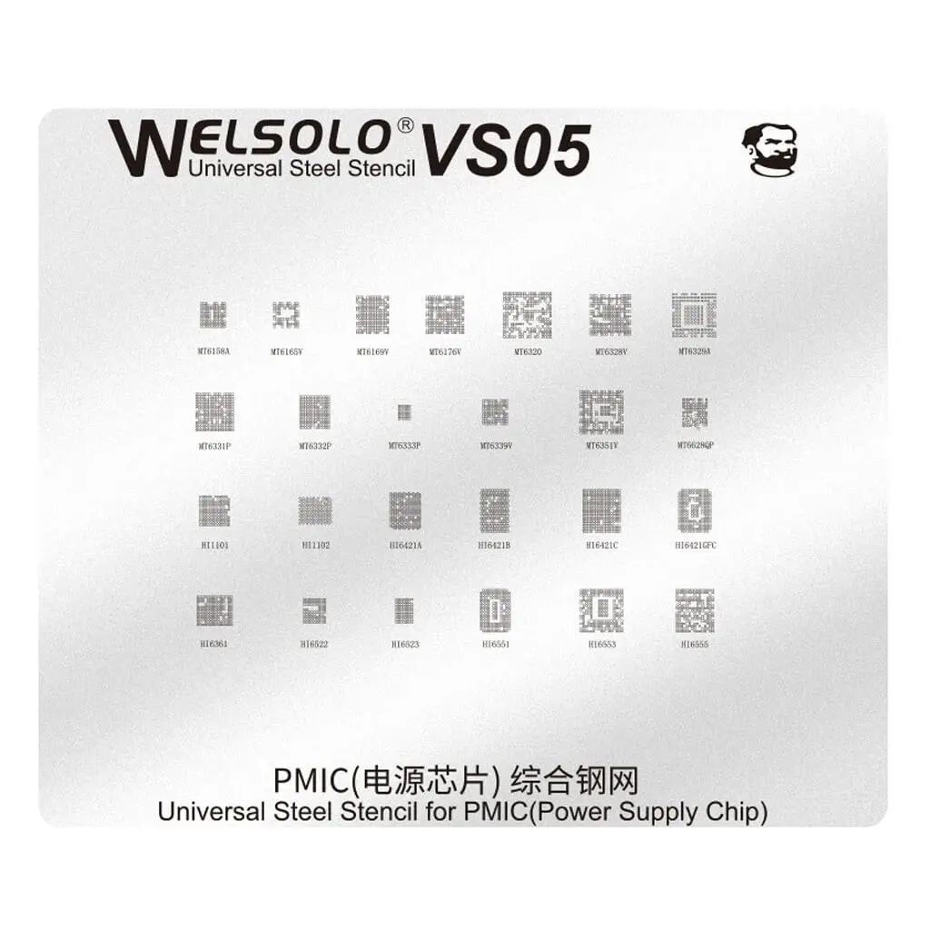 Picture of Mechanic Welsolo VS05 Universal IC Reballing Stencil for Mediatek MTK Snapdragon BGA221 BGA254 Vivo Oppo Series CPU Soldering Replacement Tools 