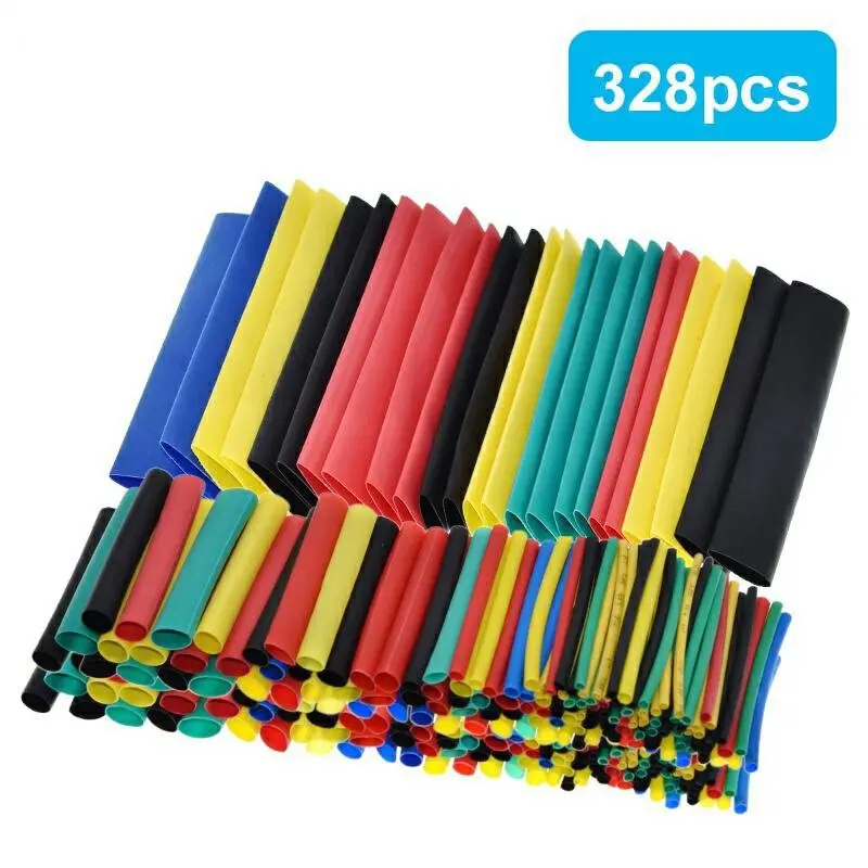 Picture of 328PCS Insulation Heat Shrink Tube Assortment Wire Cable Sleeve Kit Heat Shrink Tube DIY 5 Color Connector Repair 328pcs Pack