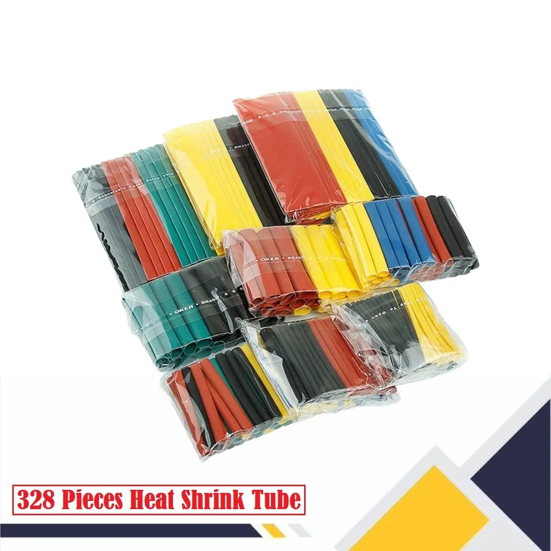 Picture of 328PCS Insulation Heat Shrink Tube Assortment Wire Cable Sleeve Kit Heat Shrink Tube DIY 5 Color Connector Repair 328pcs Pack