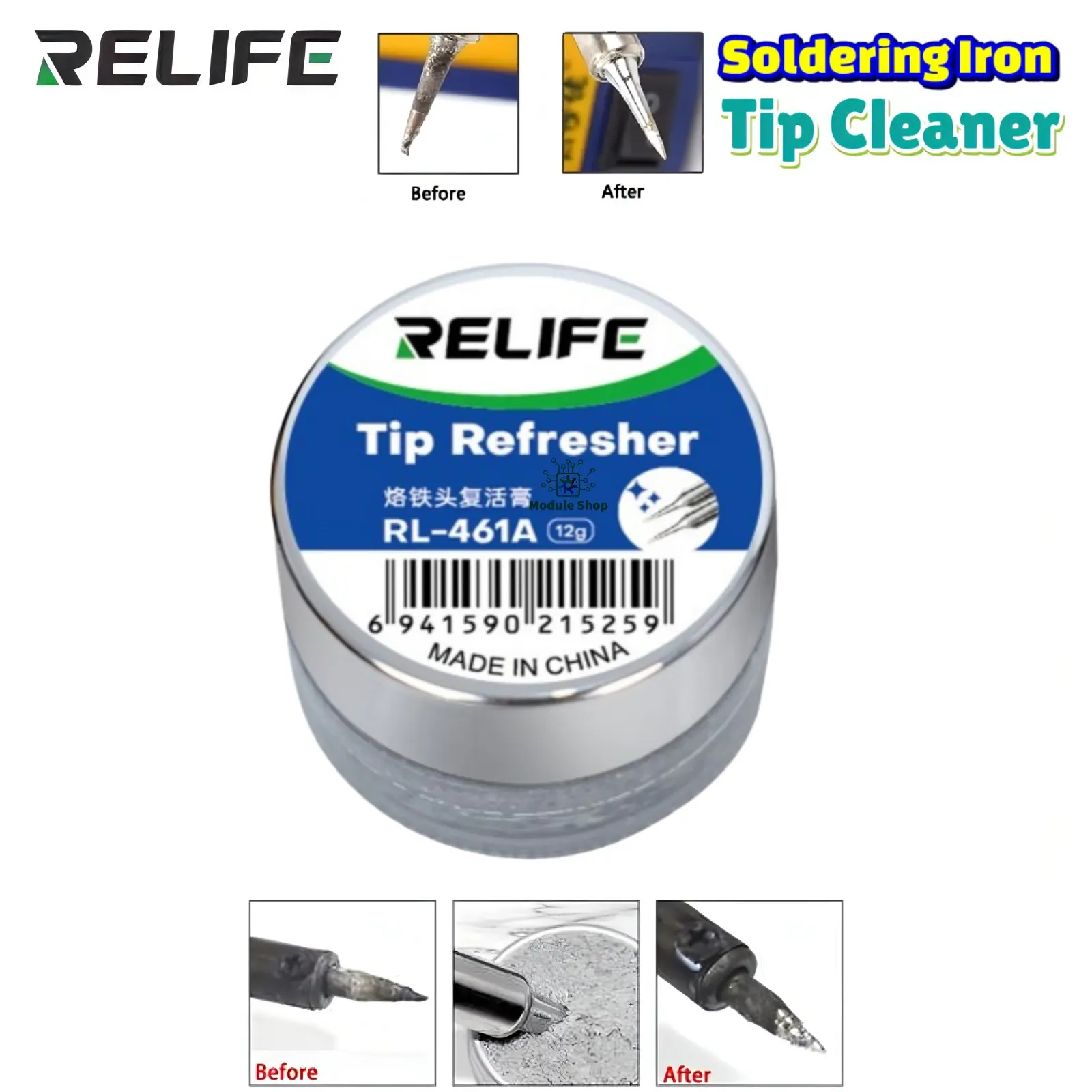 Picture of Koocu KC-R1-9G Soldering Iron Tip Cleaner Refresher For Remove The Oxide Layer of The Solder Tips Restore And Update Repair Tools Similar  Atten AT-F10 RL-461 Multi