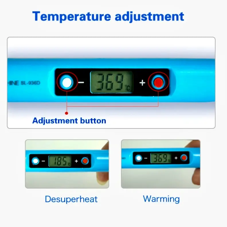 Picture of Adjustable Temperature Soldering Iron LCD Display AC 220V 80W~90W Fast Heating Soldering Iron Born for Mobile Repairing & Servicing Relife Sunshine Koocu 936 SL-936D 