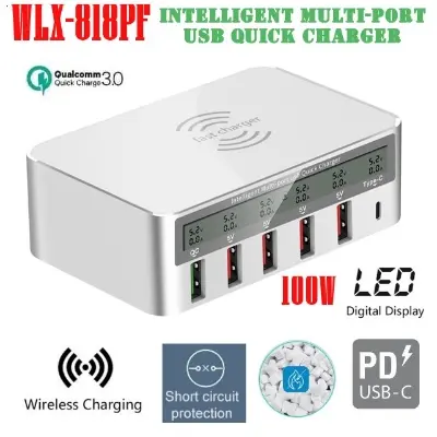 Picture of WLX-818PF - 6 USB Intelligent LED Fast Wirelesss Charging Station 100W Universal