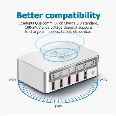 Picture of WLX-818PF - 6 USB Intelligent LED Fast Wirelesss Charging Station 100W Universal