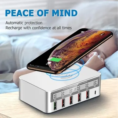 Picture of WLX-818PF - 6 USB Intelligent LED Fast Wirelesss Charging Station 100W Universal