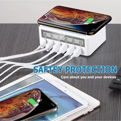 Picture of WLX-818PF - 6 USB Intelligent LED Fast Wirelesss Charging Station 100W Universal