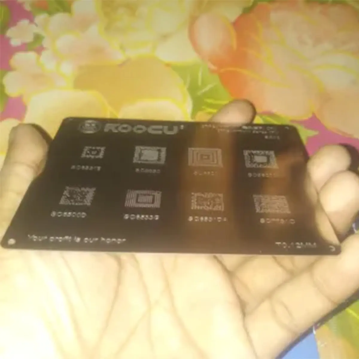 Picture of Koocu SC02 T0.12M Spreadtrum Series CPU BGA IC Raballing Stensil IC Net Tin Plate Common Non Smart Bar Type Mobile Phone 