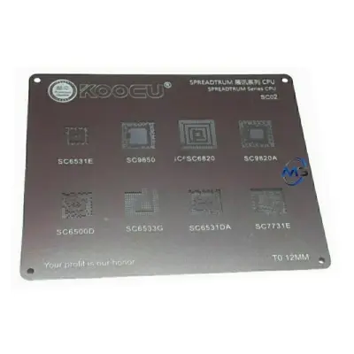 Picture of Koocu SC02 T0.12M Spreadtrum Series CPU BGA IC Raballing Stensil IC Net Tin Plate Common Non Smart Bar Type Mobile Phone 
