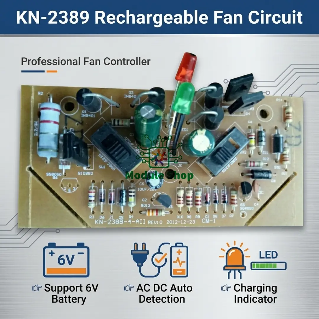 Picture of KN-2389 Rechargeable Fan Circuit 6V Charger Fan Control Board For Sunca Kennedy Defender Midea Brand 