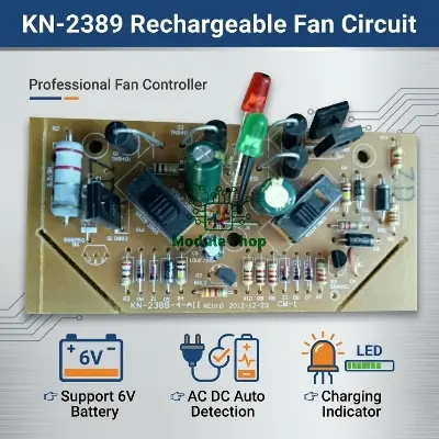 Picture of KN-2389 Rechargeable Fan Circuit 6V Charger Fan Control Board For Sunca Kennedy Defender Midea Brand 