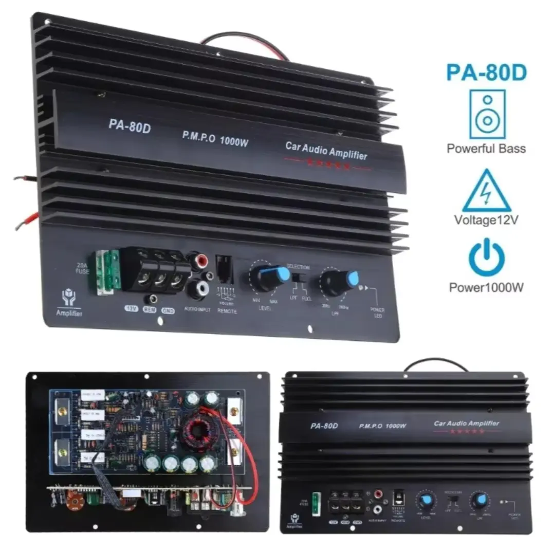 Picture of PA-80D 12V 1000W Mono Car Audio Power Amplifier Powerful Super Bass Subwoofers 