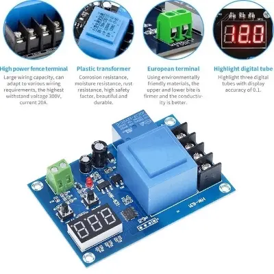 Picture of Digital Display Battery Charge Control Module Self Power Adjustable 12V-72V Battery Upper & Lower Cut Protection Board Similar XH-M602 XH-M633 XH-M631 