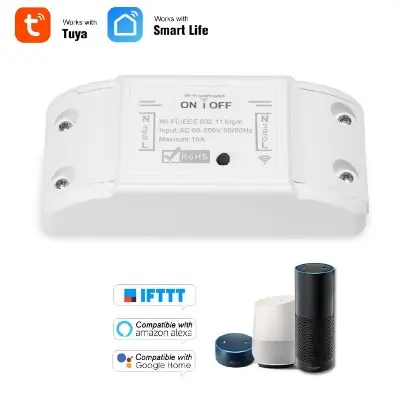 Picture of Wifi Smart Light Switch Module 10A Support 1 Way Control Smart Home Automation Timer Count Down Schedule ON OFF Functions Works with Smart Life Alexa Google Home Tuya Voice 