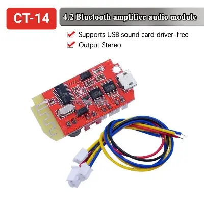 Picture of CT14 Bluetooth Audio Receiver + 5W Stereo Audio Amplifier Board 3.7~5V  Power Micro USB Charging Port 