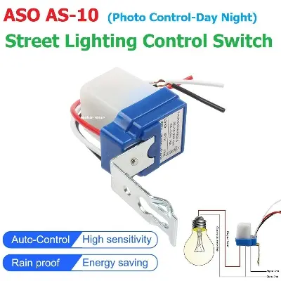 Picture of AS-10 10A Photoswitch Sensor Switch Auto On Off Photocell Street Light Control AC/DC universal 12V 24V 220V 