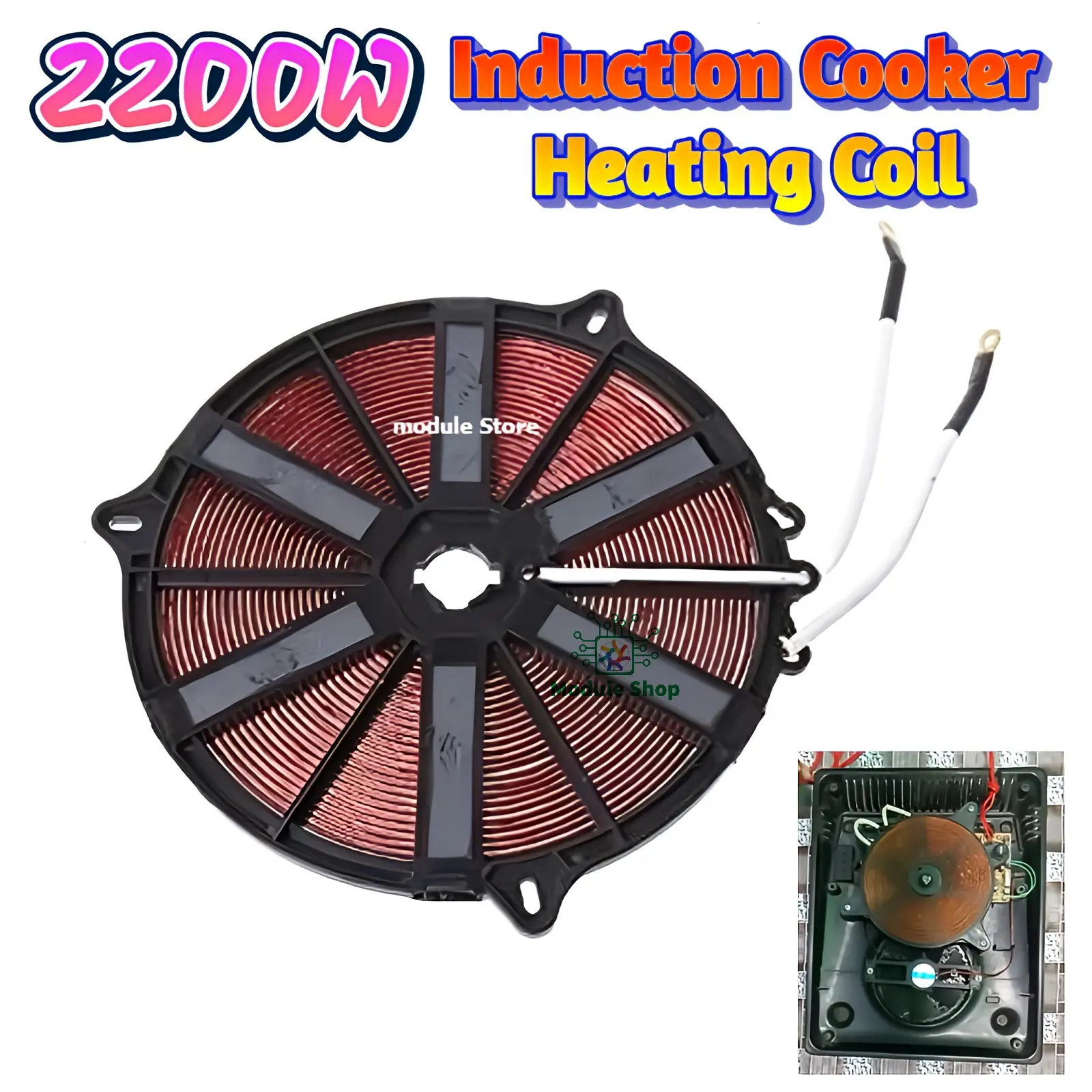Picture of Induction Cooker Heating Coil 1800W 2000W~2200W Electromagnetic Coil Support Touch & Button Type Oven Induction Cookers Replacement Parts for Vision Kiam Nova Miyako Walton Induction Cooker 