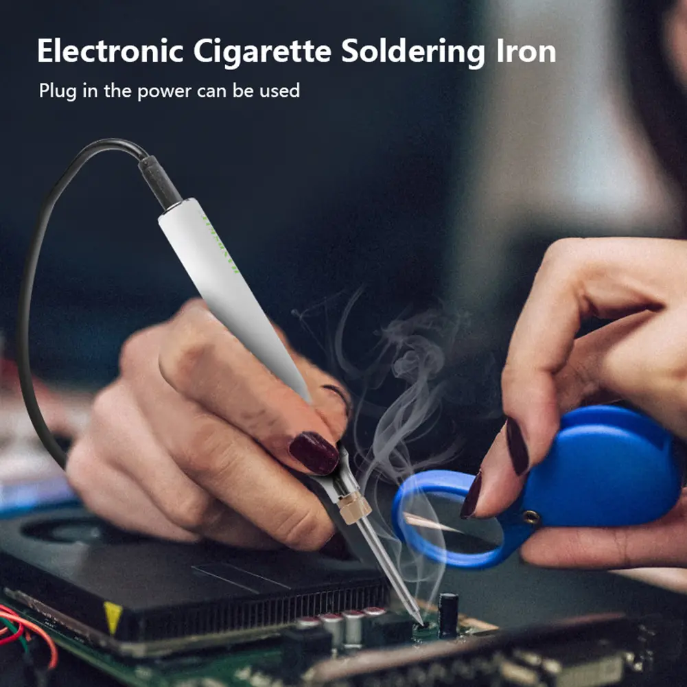Picture of Handskit Usb Charging Rechargeable Soldering Iron 5V 8W Adjustable Temperature Electric Soldering Iron Kit With Soldering Stand Solderng Wire -White 