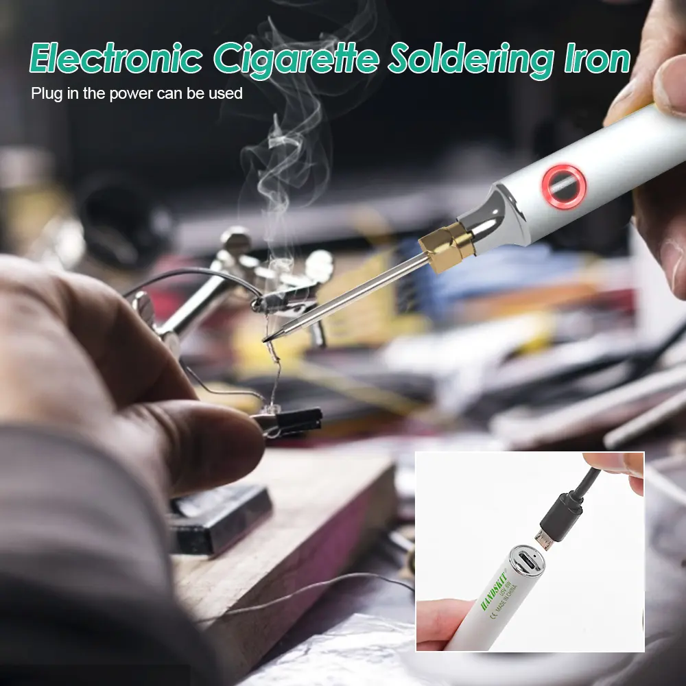 Picture of Handskit Usb Charging Rechargeable Soldering Iron 5V 8W Adjustable Temperature Electric Soldering Iron Kit With Soldering Stand Solderng Wire -White 