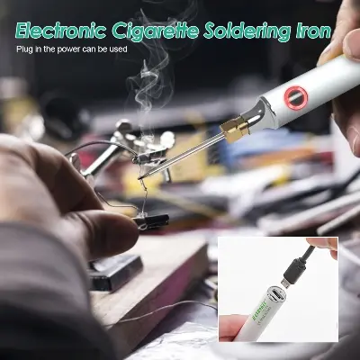 Picture of Handskit Usb Charging Rechargeable Soldering Iron 5V 8W Adjustable Temperature Electric Soldering Iron Kit With Soldering Stand Solderng Wire -White 