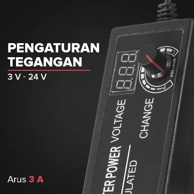 Picture of Universal Adjustable AC/DC Switching Power Adapter 3V to 24V 3A with LED Voltage Display EU Plug 