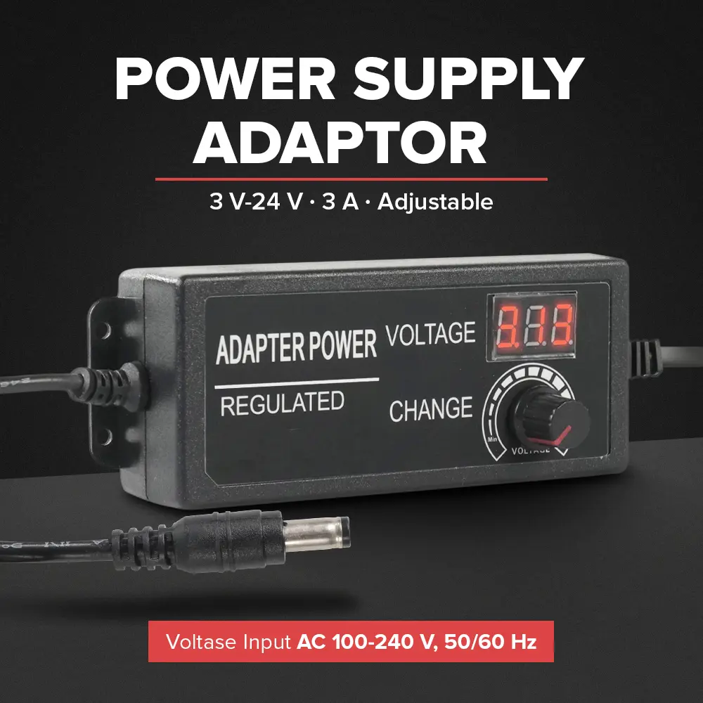 Picture of Universal Adjustable AC/DC Switching Power Adapter 3V to 24V 3A with LED Voltage Display EU Plug 