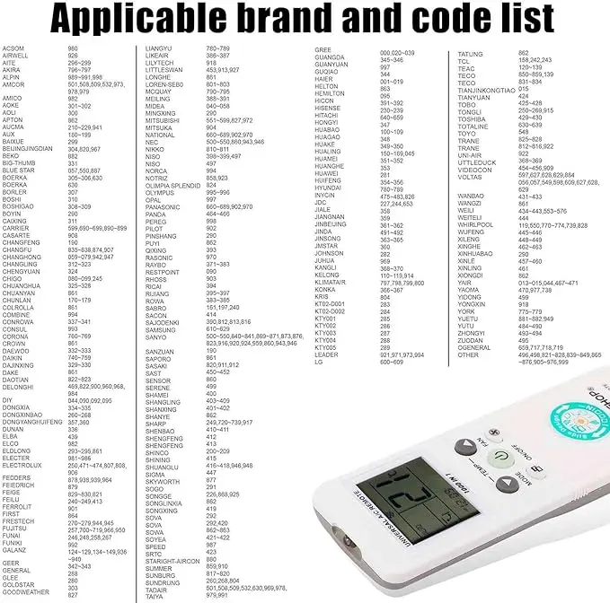 Picture of Universal A/C RChunghop K-1038E 1000 in 1 LED Display With Slide Design Universal Air Conditioner Remote Control 