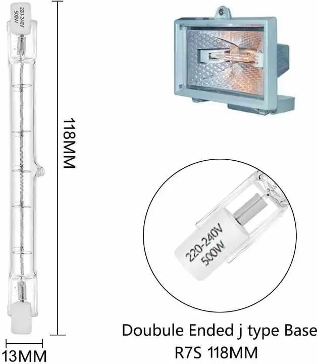 Picture of 500W AC220V  Halogen Glass Lamp tube for professional video light Search Light Tube Ring Light Spot Light Bat minton Play Grounds 