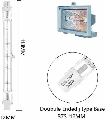 Picture of 500W AC220V  Halogen Glass Lamp tube for professional video light Search Light Tube Ring Light Spot Light Bat minton Play Grounds 