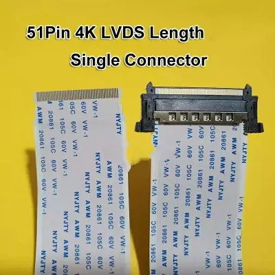Picture of 51Pin Ffc Fpc Cable Single Connector Pitch 0.5Mm Lvds 1080P 4K Hdtv 51P Screen Flexible Flat Cable 51Pins 30Cm 40Cm 50Cm 80Cm Single With I-Pex Connector Interface - Hdmi Cable Both Side Hook