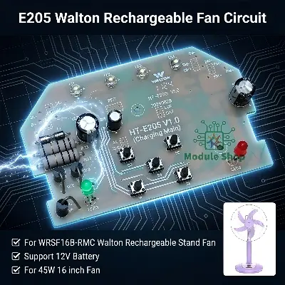 Picture of HT-E205 Walton Rechargeable Stand Fan Circuit Board LED Function 12V 45W 16 inch Fan Driver Board Replacement Parts of WRSF16B-RMC 