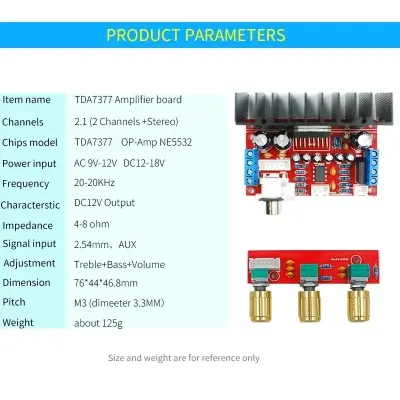 Picture of Super Bass 2.1 Subwoofer Amplifier Board Three-Channel Speaker Audio Amplifier Board TDA7377 Similar XH-M139 