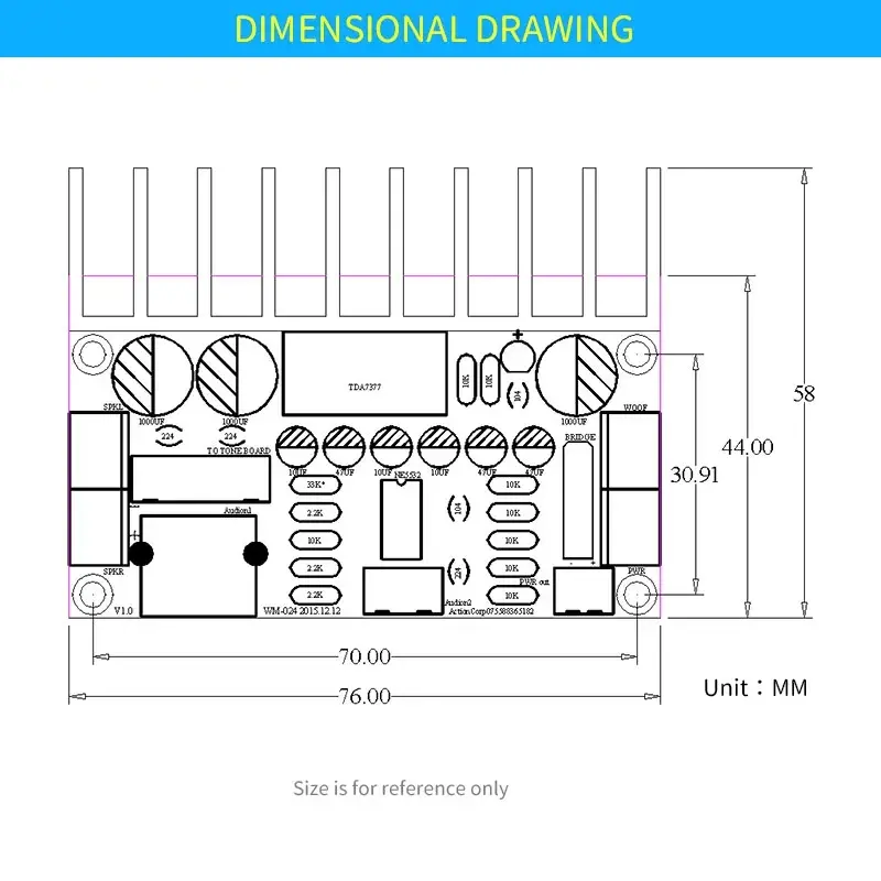 Picture of Super Bass 2.1 Subwoofer Amplifier Board Three-Channel Speaker Audio Amplifier Board TDA7377 Similar XH-M139 