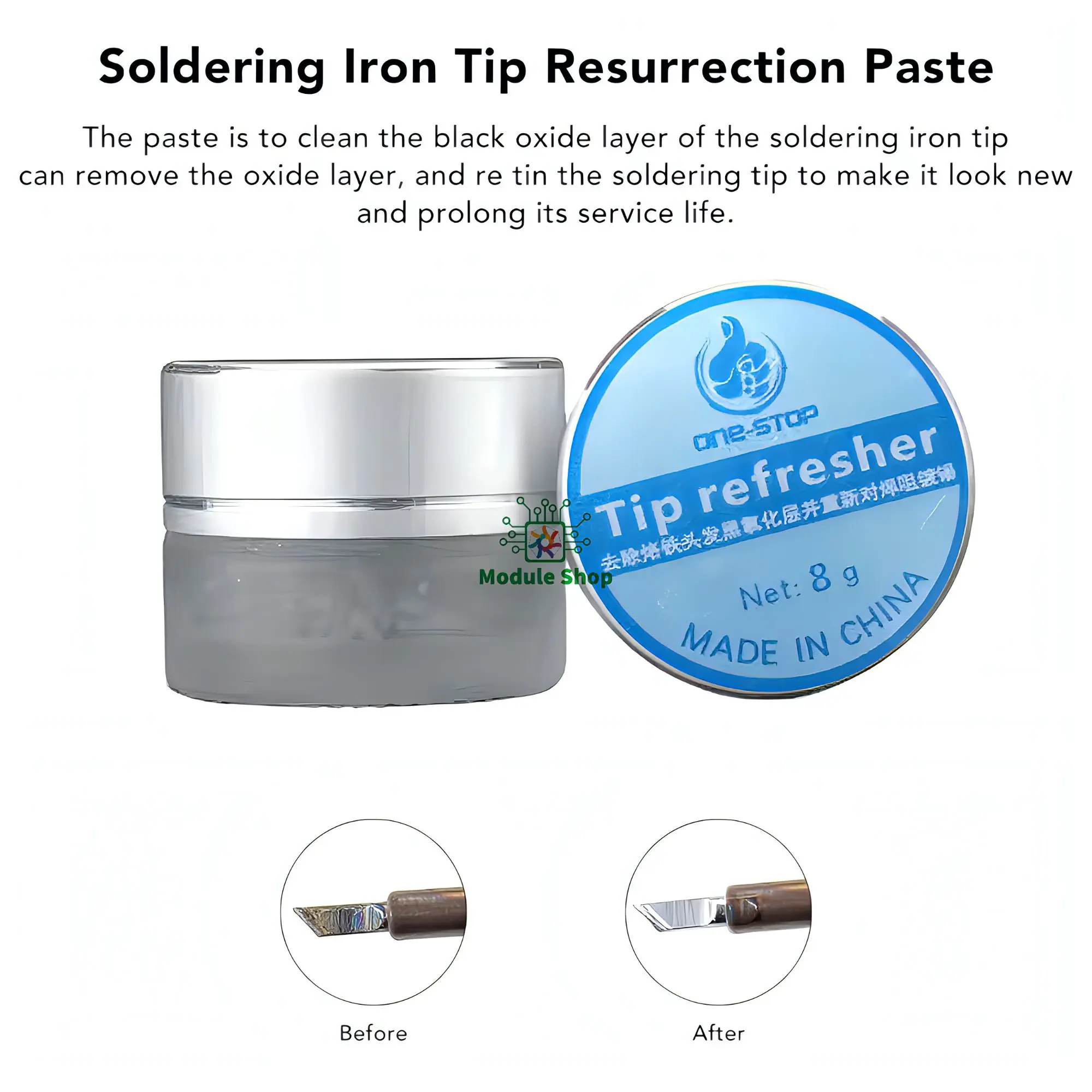 Picture of Soldering Iron Tip Refresher Non-stick Tin Solder Cream Clean Paste for Oxide Head Resurrection Oxidative Activator Tips Restore And Update Repair Tools Koocu KC-R1/9G RL-461 Cottden Similar  Atten AT-F10 JSD-40A  6 gram