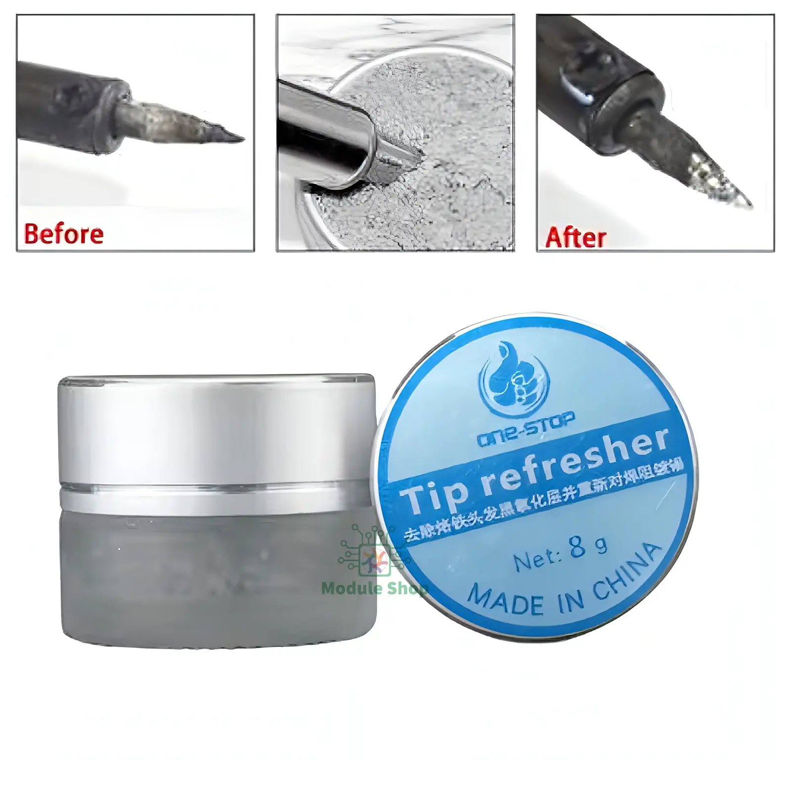 Picture of Soldering Iron Tip Refresher Non-stick Tin Solder Cream Clean Paste for Oxide Head Resurrection Oxidative Activator Tips Restore And Update Repair Tools Koocu KC-R1/9G RL-461 Cottden Similar  Atten AT-F10 JSD-40A  6 gram