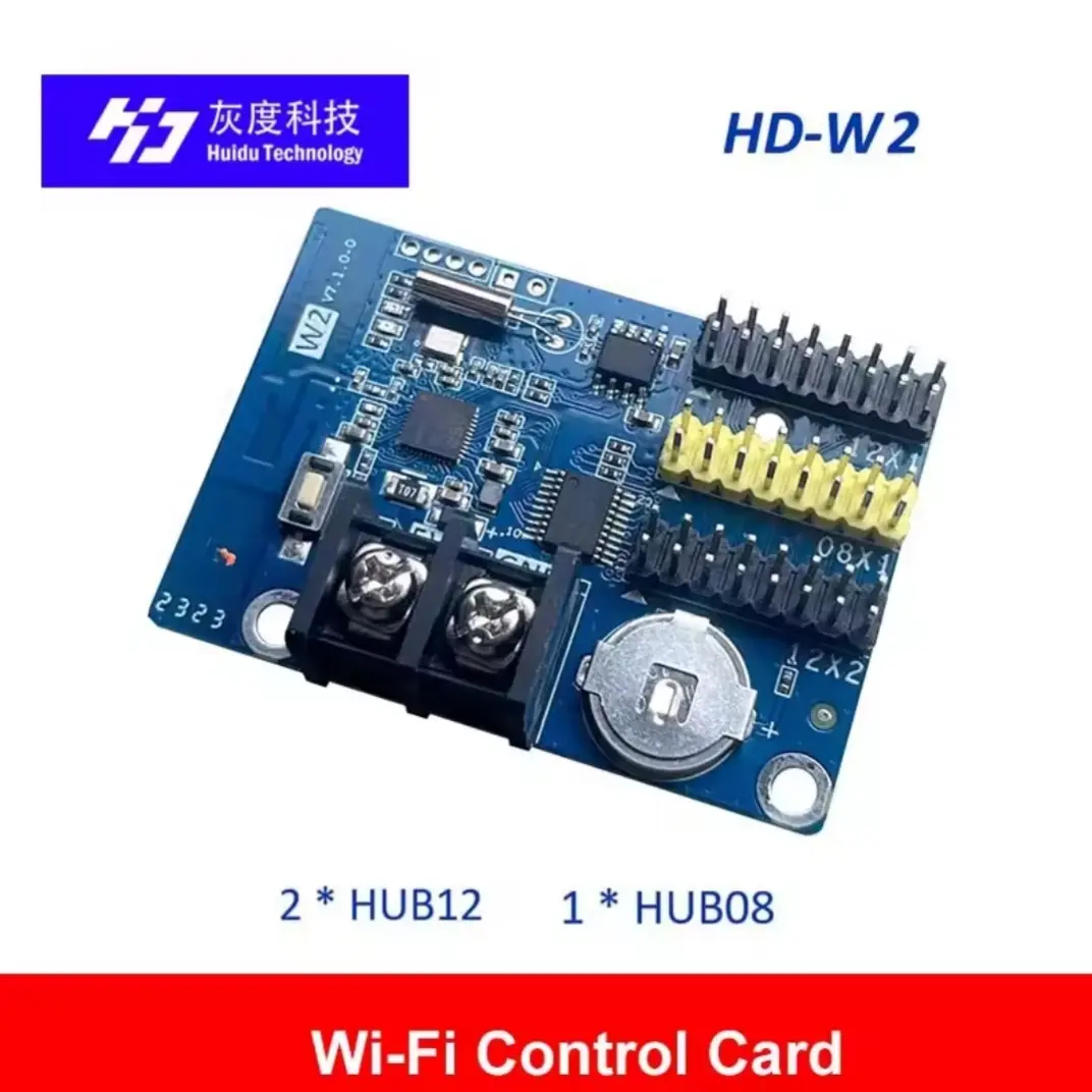 Picture of Huidu Android Apps Operated Single Color WiFi Asynchronous Led Control Card 640X16 320X32 Pixels 2 X Hub12 For P10 Single Color Display Led Sign Controller Replace HD-W2 Hd-U6A 
