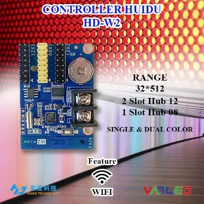 Picture of Huidu Android Apps Operated Single Color WiFi Asynchronous Led Control Card 640X16 320X32 Pixels 2 X Hub12 For P10 Single Color Display Led Sign Controller Replace HD-W2 Hd-U6A 