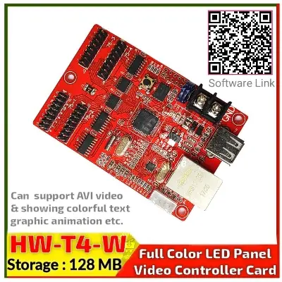 Picture of USB asynchronous full color led control card 512x16,128x64 pixels P10 P5 P6 display led sign controller with 4*hub75port HW-T4-W 