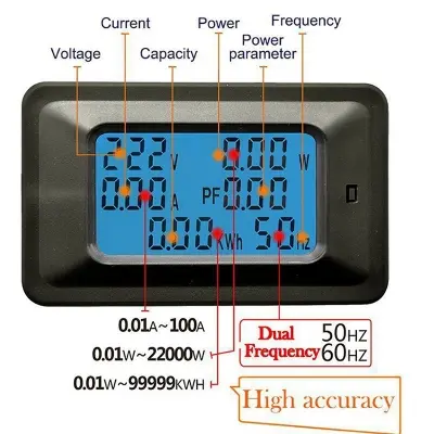 Picture of AC 50-300V Power Energy Meter LED AC Wattmeter Electric Meter With Reset Function 0-100A Temperature 