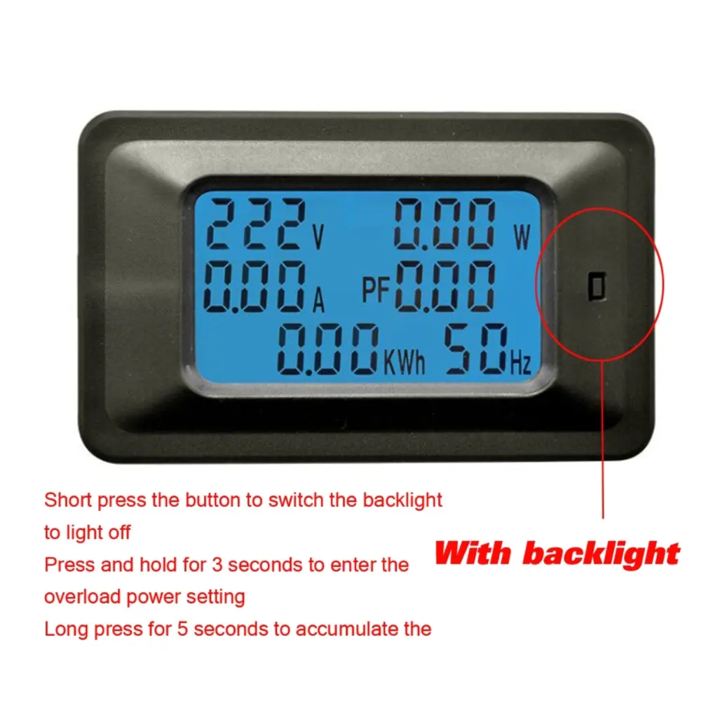 Picture of AC 50-300V Power Energy Meter LED AC Wattmeter Electric Meter With Reset Function 0-100A Temperature 