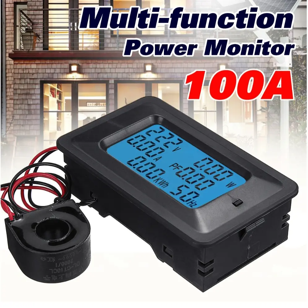 Picture of AC 50-300V Power Energy Meter LED AC Wattmeter Electric Meter With Reset Function 0-100A Temperature 