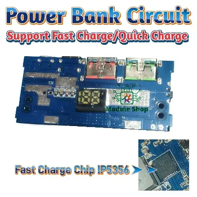 Picture of 27W IP5356 Quick Charge PD3.1 USB 3.1 Gen-1 Digital Power Bank Circuit 3 in 1 Charging Input Output Port LED Display Multicolor
