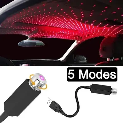 Picture of Atmosphere Projector Starry Lights Car Dome Light Red Interior Star Light Mini LED Laser USB Auto Decoration Night Galaxy Lam Red