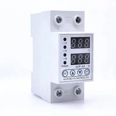 Picture of Dual Display 63A AC 220V Adjustable Over Under Voltage Over Under Current Protector Module 