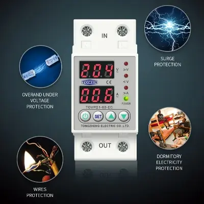 Picture of Tomzn 4th Gen 2IN1 Adjustable Over & Under Voltage Protective Device Dual LED Display TOVPD1-60-EC 