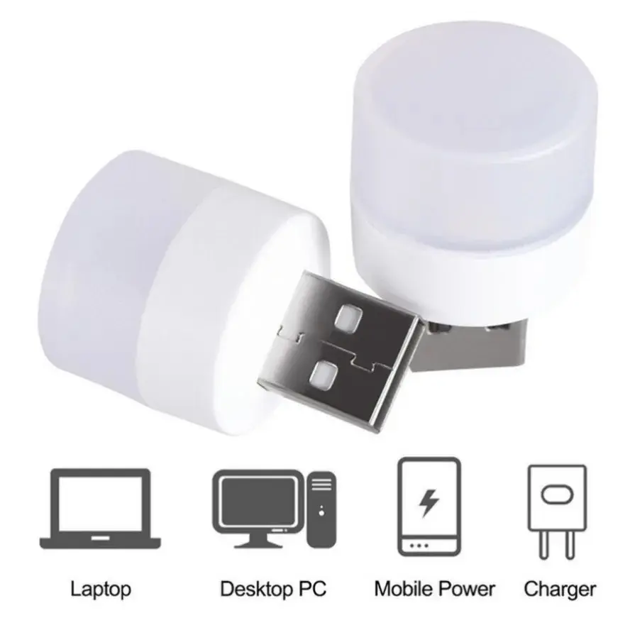 Picture of USB LED Lamp 5V 1W Super Bright Eye Protection Mini Book Light Computer Mobile Power Charging USB Small LED Night Light White
