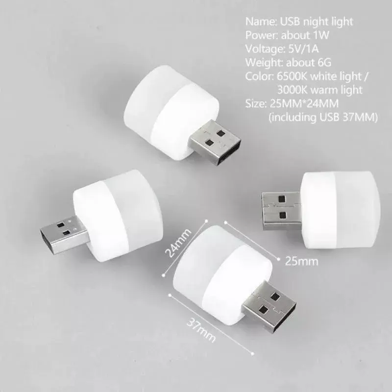 Picture of USB LED Lamp 5V 1W Super Bright Eye Protection Mini Book Light Computer Mobile Power Charging USB Small LED Night Light White