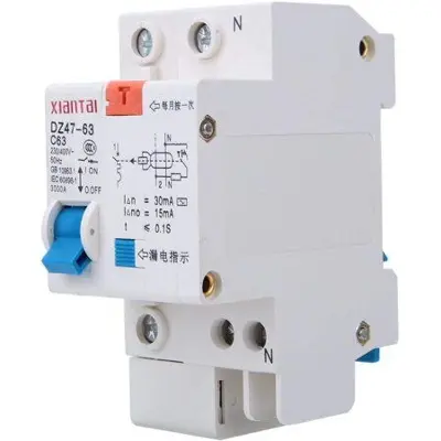 Picture of RCCB DZ-47-63A Residual current circuit breakers circuit breakers 1P + N 230V-400V 63A 4KA C single-phase circuit breakers for light distribution systems 